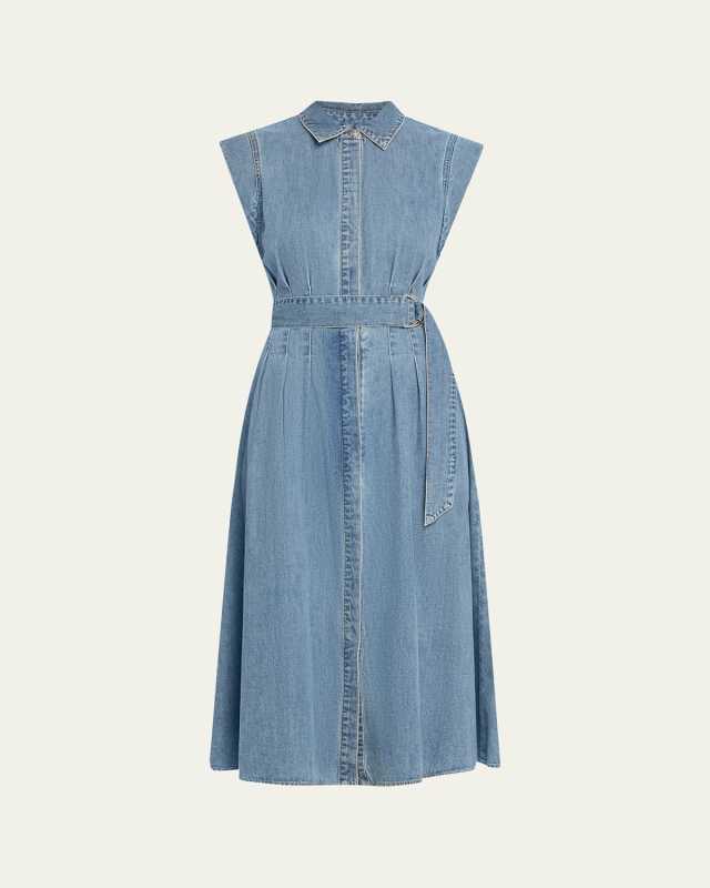 Loreta Belted Denim Midi Dress